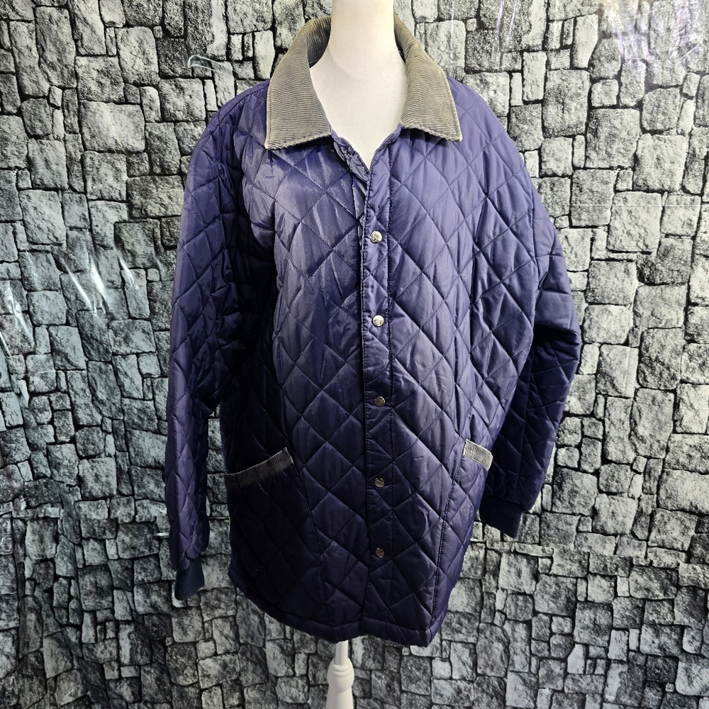 Vintage Oshkosh Navy Quilted Rustic Barn Jacket Size XL